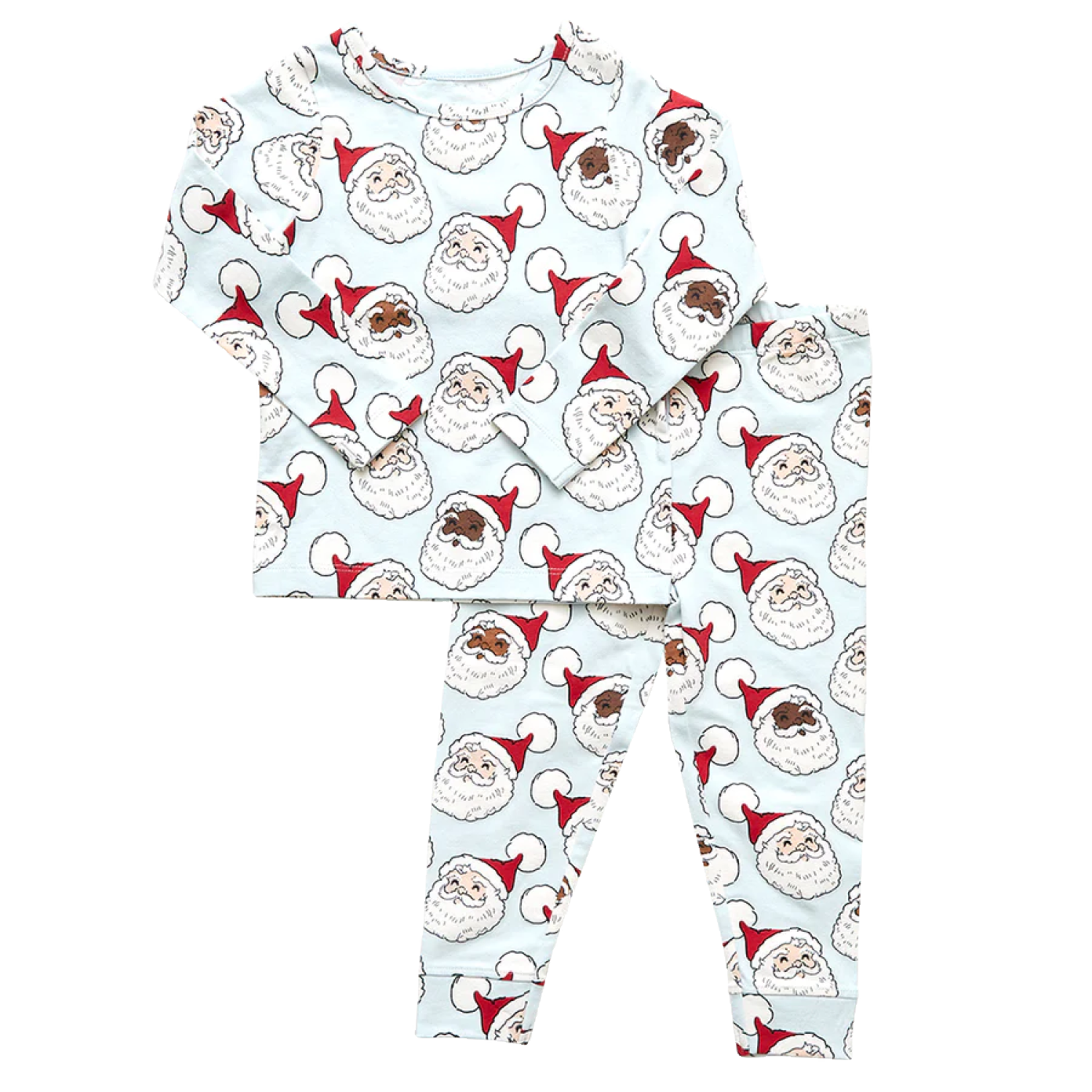 Pink Chicken Sky Blue Santas Kids Organic Pj Set