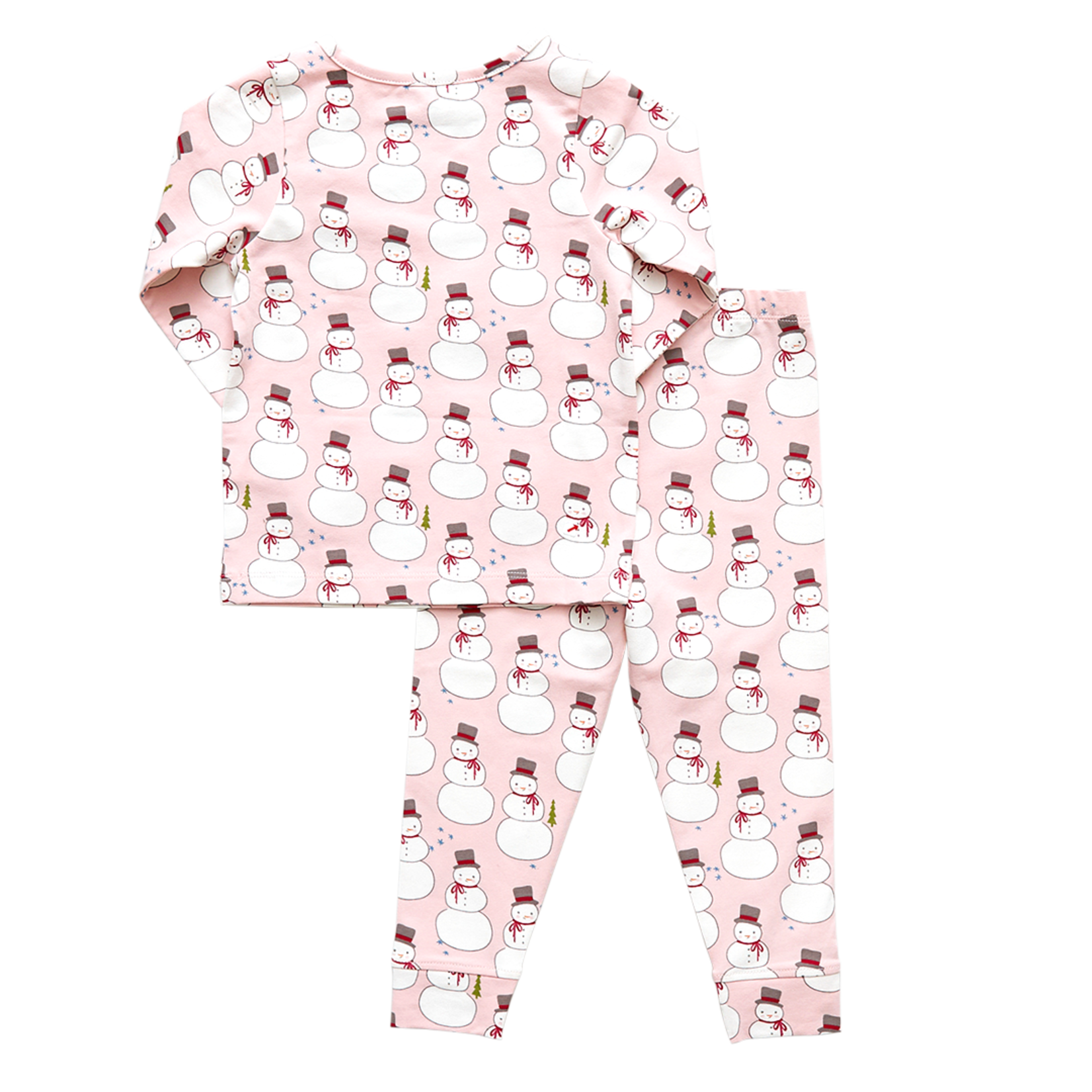 Pink Chicken Pink Snowmen Kids Organic Pj Set
