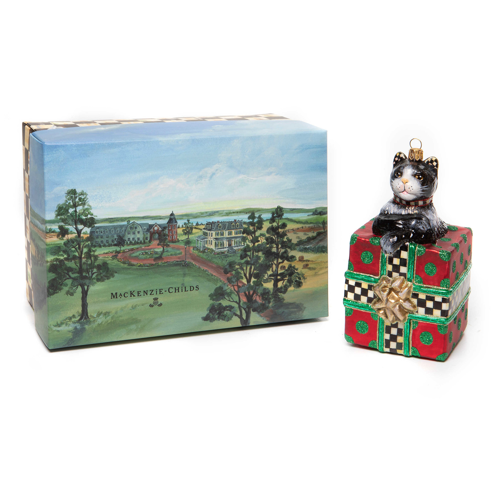 MacKenzie-Childs Glass Ornament - Alley Cat Holiday