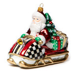 MacKenzie-Childs Glass Ornament - Snowmobile Santa