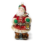 MacKenzie-Childs Glass Ornament - Christmas Magic Town Crier Santa