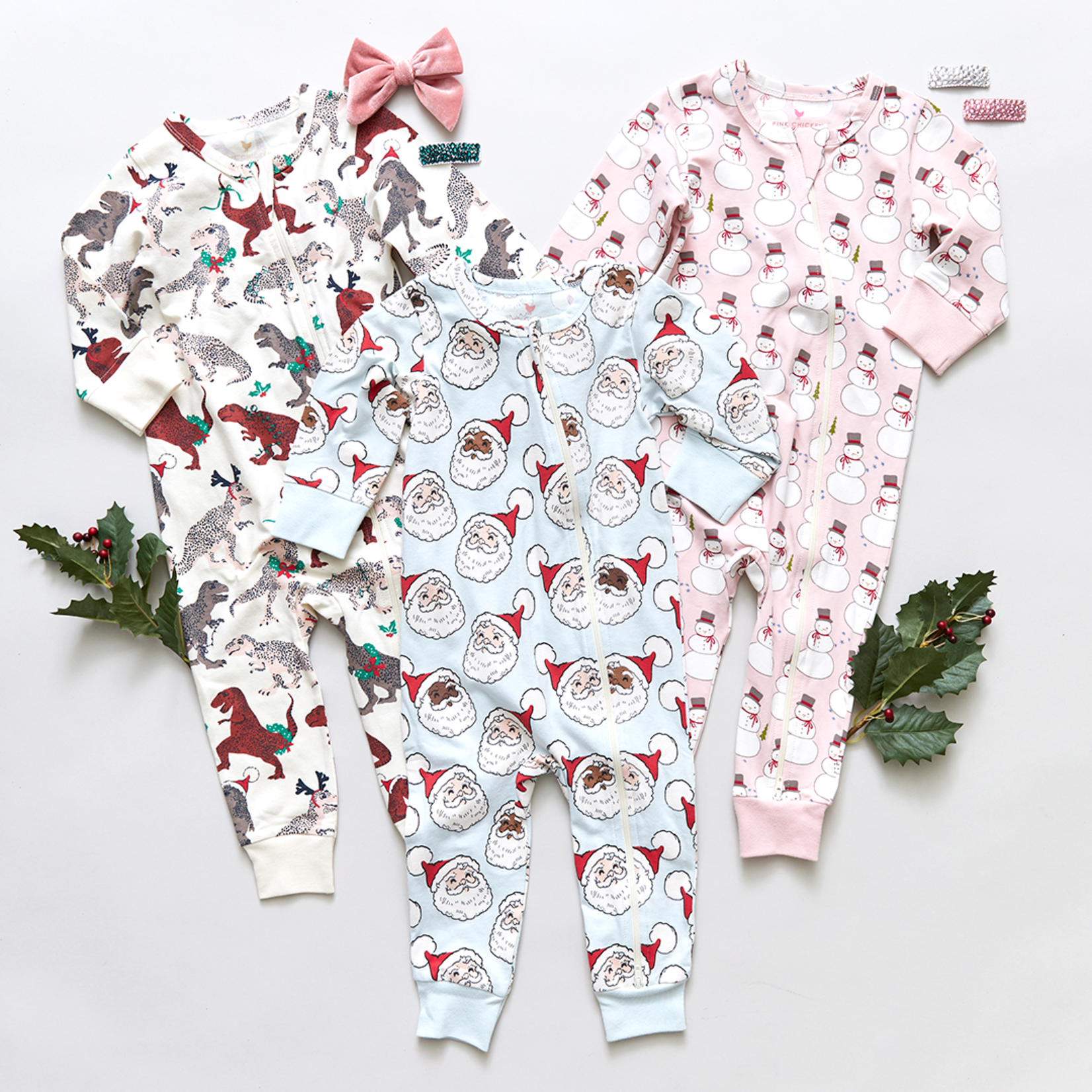 Pink Chicken Holiday T-Rex Baby Organic Romper