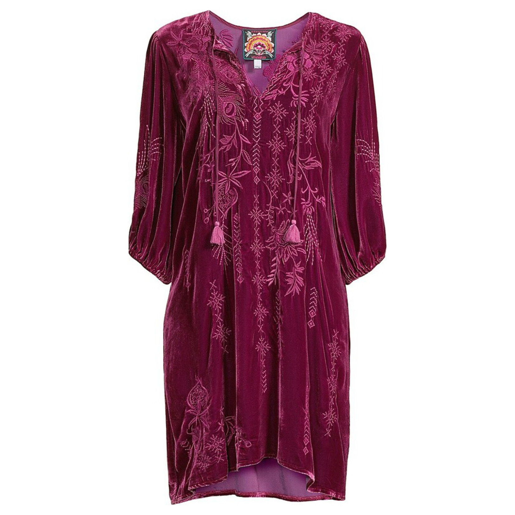 Johnny Was Azure Embroidered Velvet Dress XXL