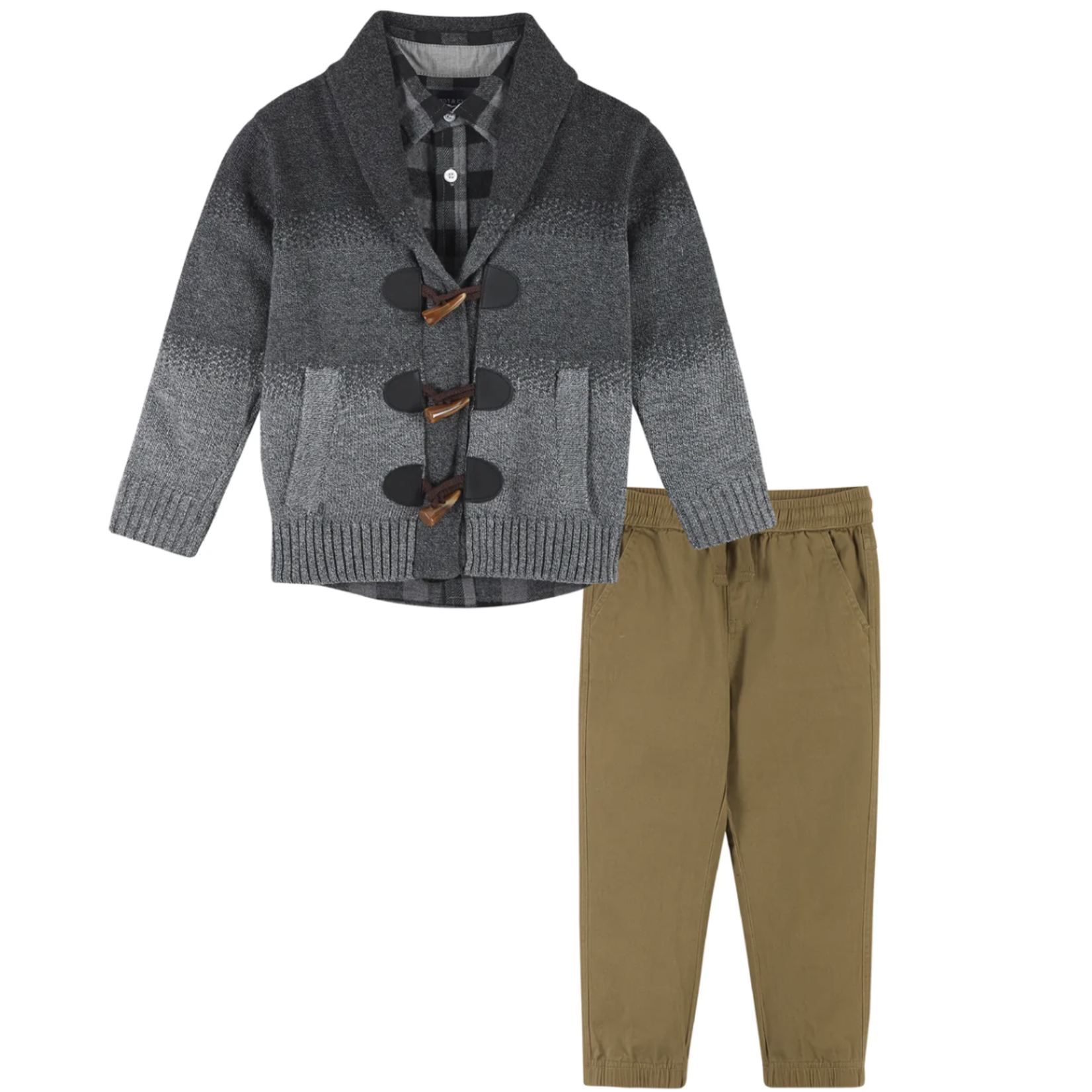 Andy & Evan Boys Toggle Cardigan Sweater Set