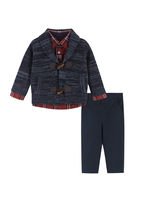 Andy & Evan Red Boys Toggle Cardigan Sweater Set