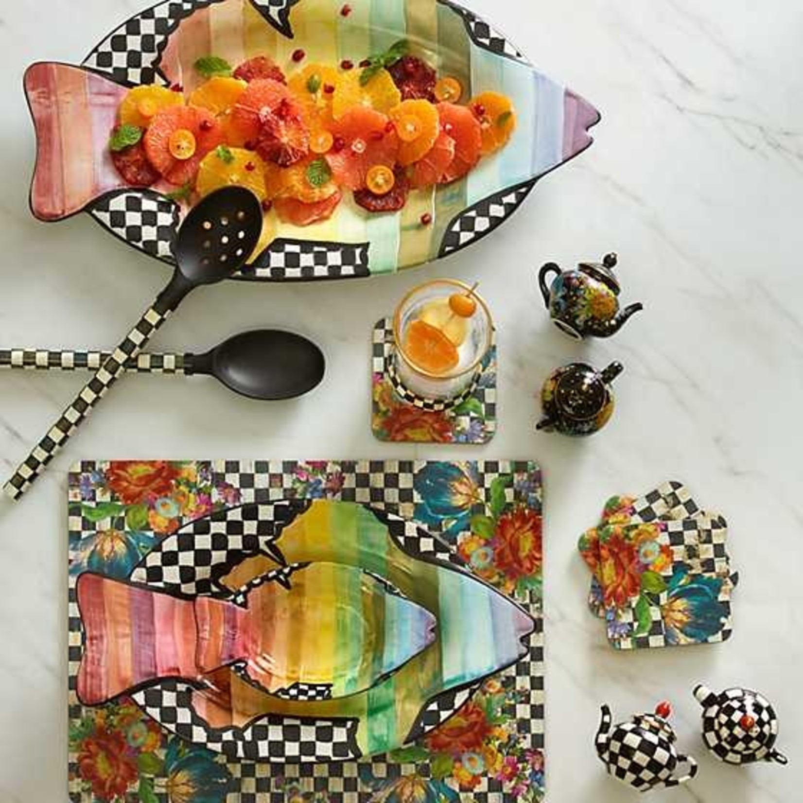 MacKenzie-Childs Courtly Flower Market Cork Back Placemats, Set of 4