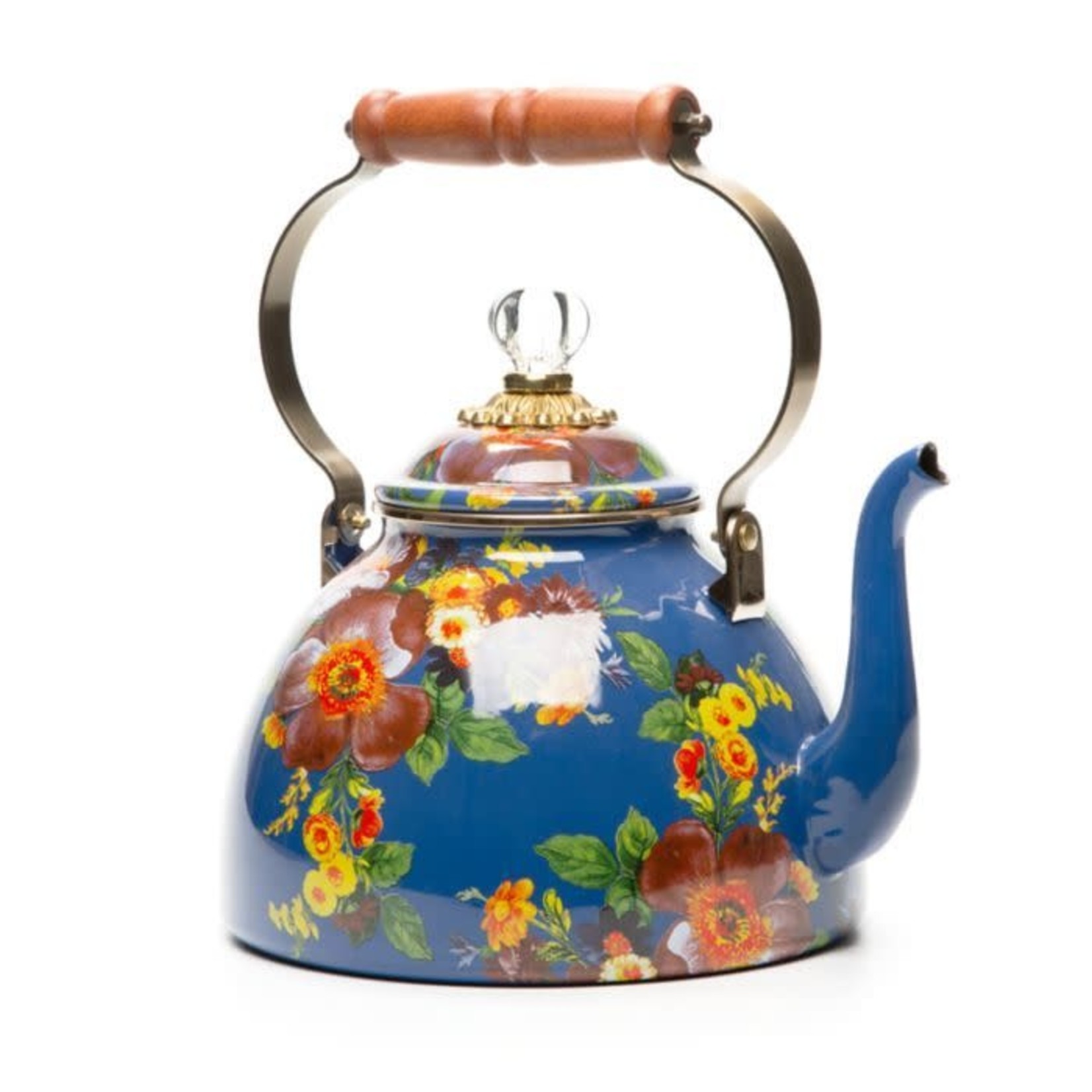 MacKenzie-Childs  White Flower Market Whistling Tea Kettle