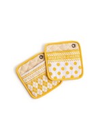 MacKenzie-Childs Yellow Argyle Potholders - Set of 2