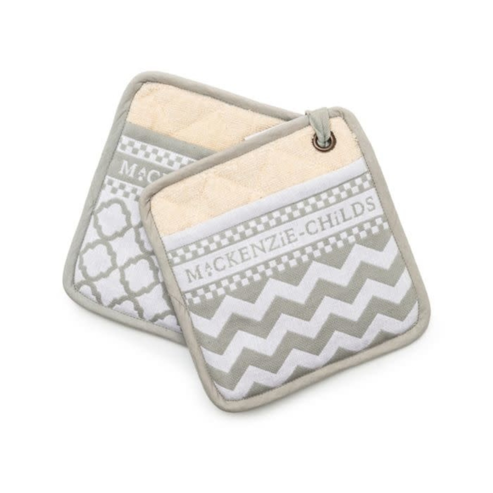 MacKenzie-Childs Sterling Zig Zag Pot holder - Set of 2