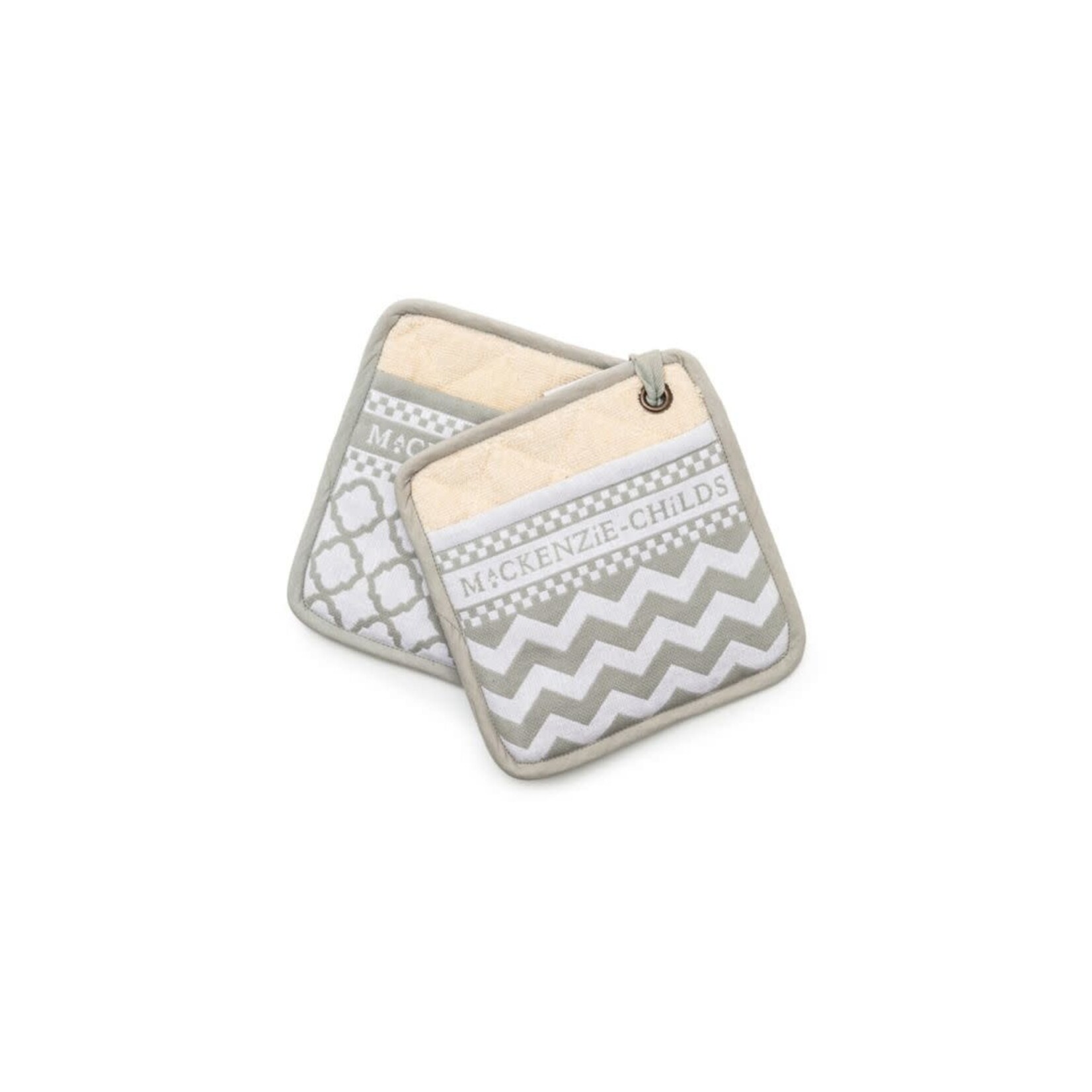 MacKenzie-Childs Sterling Zig Zag Pot holder - Set of 2