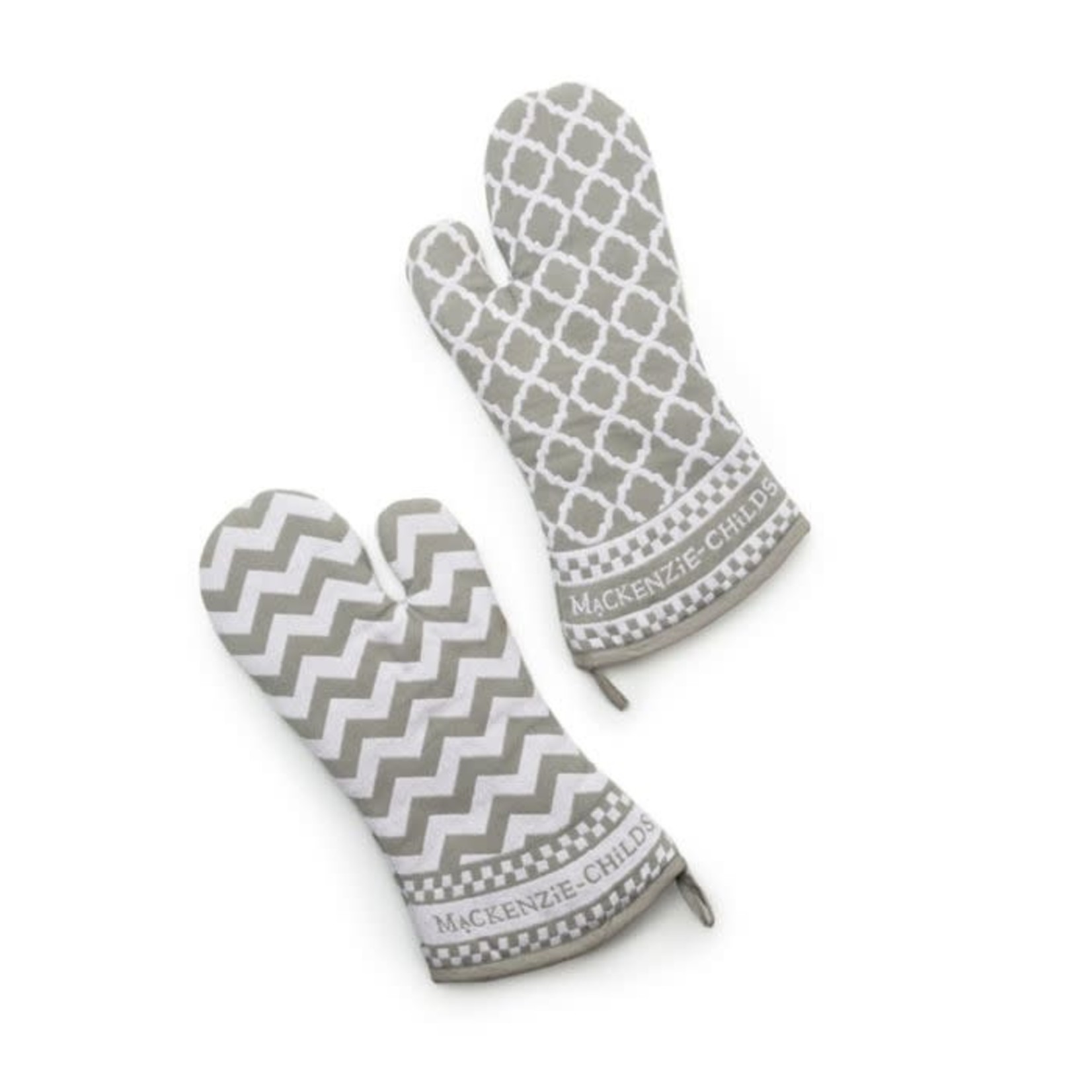 MacKenzie-Childs Sterling Zig Zag Oven Mitts - Set of 2