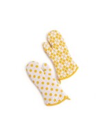 MacKenzie-Childs Yellow Argyle Oven Mitts- Set of 2