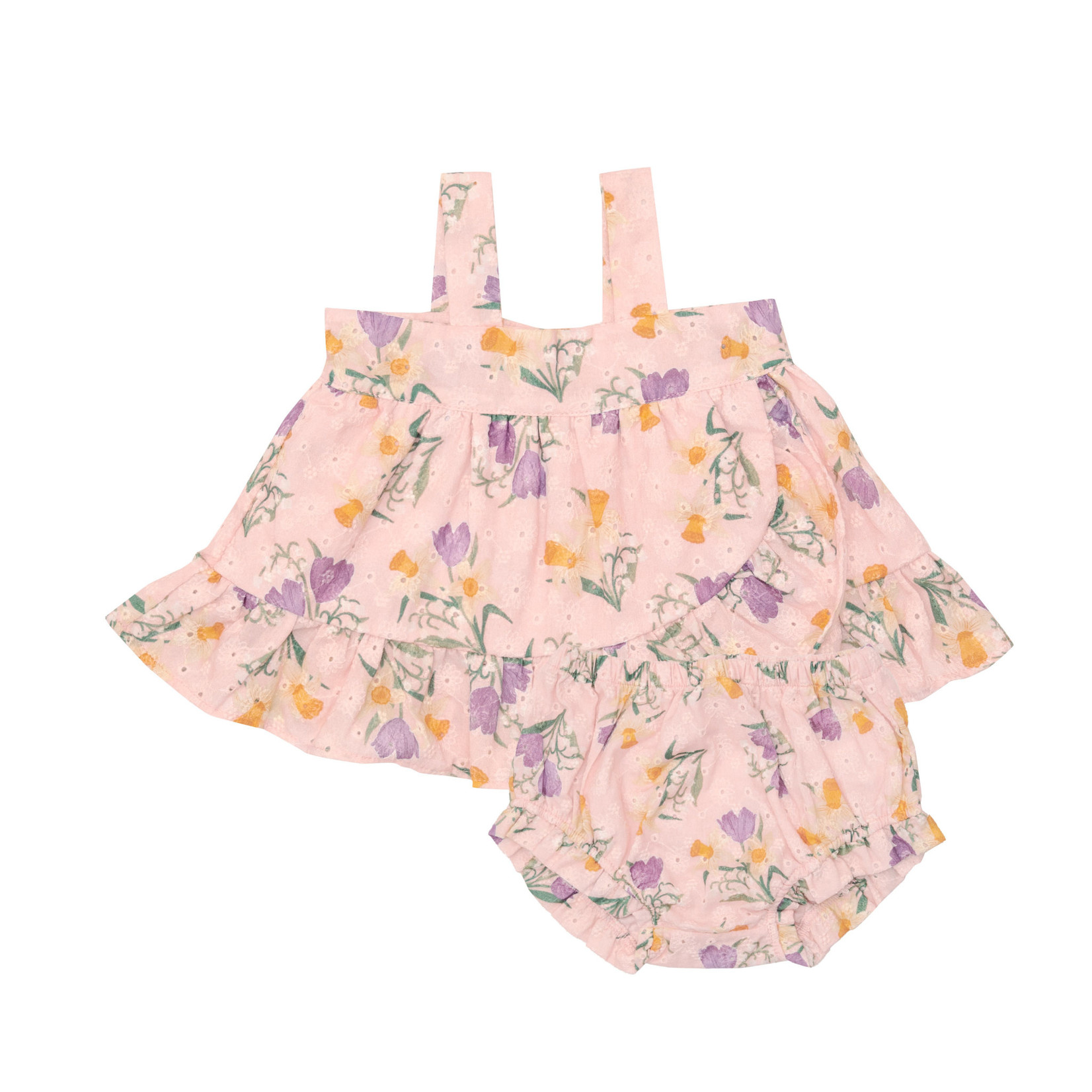 Angel Dear Eyelit Daffodil Bouquet Wrap Ruffle Top & Ruffle Leg Diaper Cover