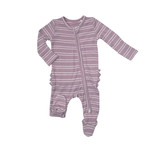 Angel Dear Lilac Rib Stripe 2-way Ruffle Back Zipper Footie