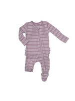 Angel Dear Lilac Rib Stripe 2-way Ruffle Back Zipper Footie