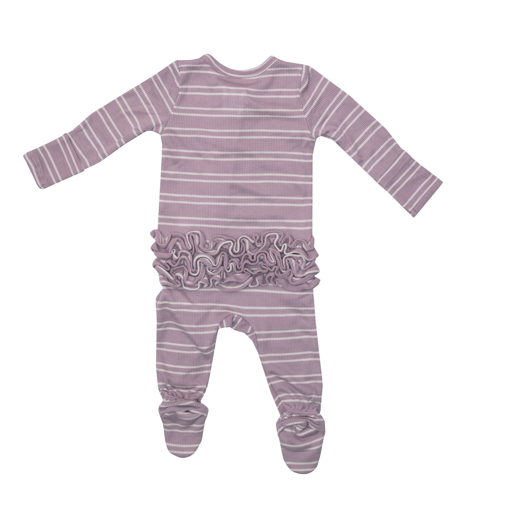 Angel Dear Lilac Rib Stripe 2-way Ruffle Back Zipper Footie