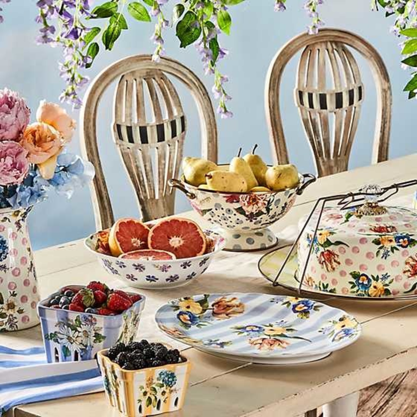 MacKenzie-Childs Wildflowers Blue Serving Platter