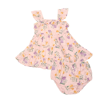 Angel Dear Eyelit Daffodil Bouquet 3 Tiered Ruffle Sundress & Diaper Cover