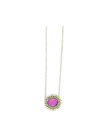 Danielle Welmond Caged Pink Quartz Necklace w/ Gold Pyrite Orbit on 14kt Vermeil Chain