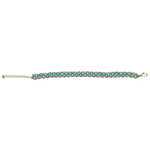 Danielle Welmond Labradorite & Turquoise Bracelet on Woven Dark Taupe