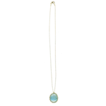 Danielle Welmond Caged Aquamarine Necklace w/ Gold Pyrite on 14kt Gold Chain