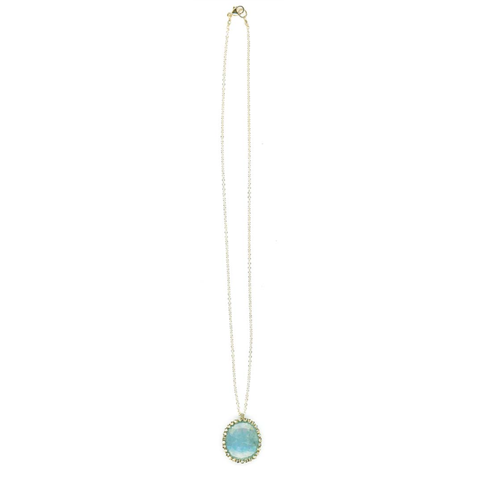 Danielle Welmond Caged Aquamarine Necklace w/ Gold Pyrite on 14kt Gold Chain