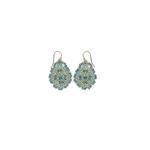 Danielle Welmond Woven Gold Cord Earrings w/ London Blue Quartz, Apatite & 14kt Vermeil Beads Lace