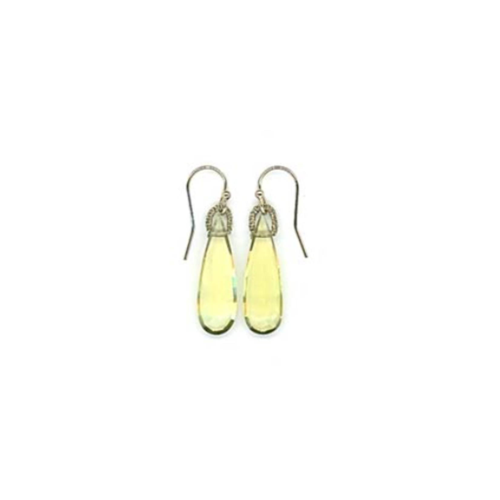 Danielle Welmond Lemon Quartz Drop Earrings on Woven Gold Cord Bale