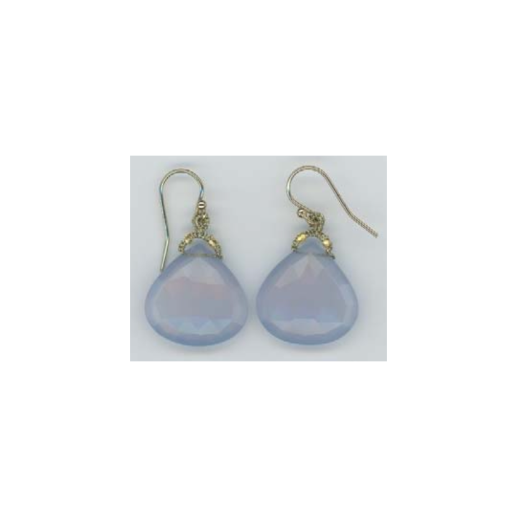 Danielle Welmond Chalcedony Drop Earrings w/ Woven Gold Cord & 14kt Gold vermeil beads