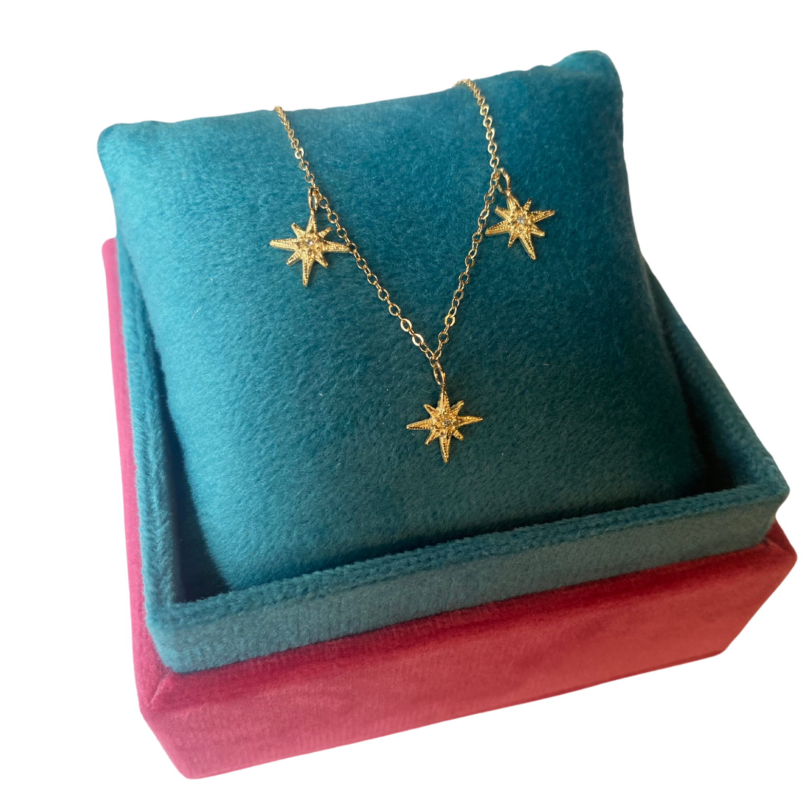 Robin Haley Jewelry Triple Tiny Diamond Gratitude Star Necklace (14KYG on 16" Chain)