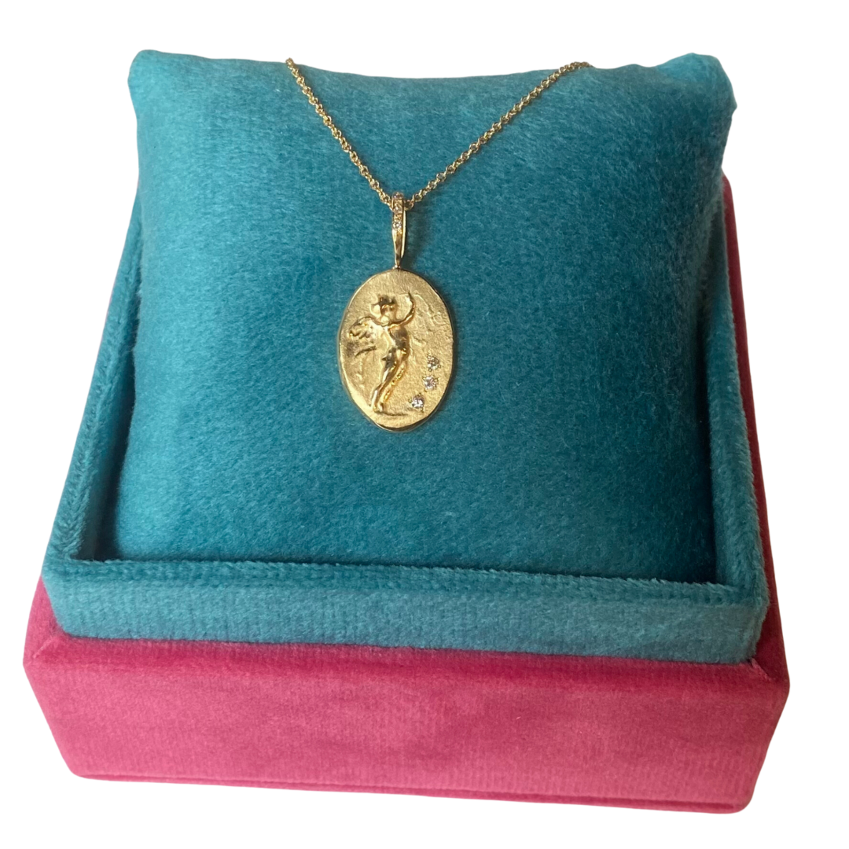 Robin Haley Jewelry Cherub Artifact Necklace (14KYG with Diamonds on 16/18" chain)