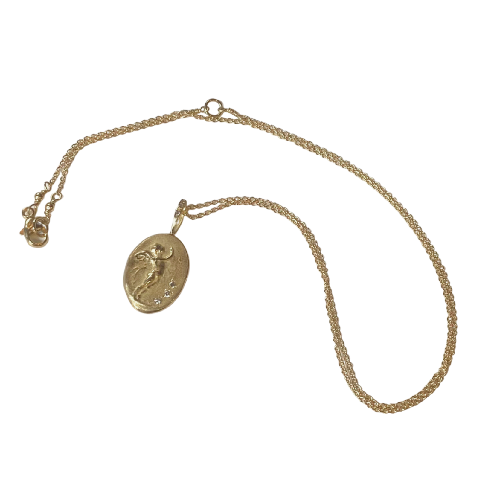 Robin Haley Jewelry Cherub Artifact Necklace (14KYG with Diamonds on 16/18" chain)