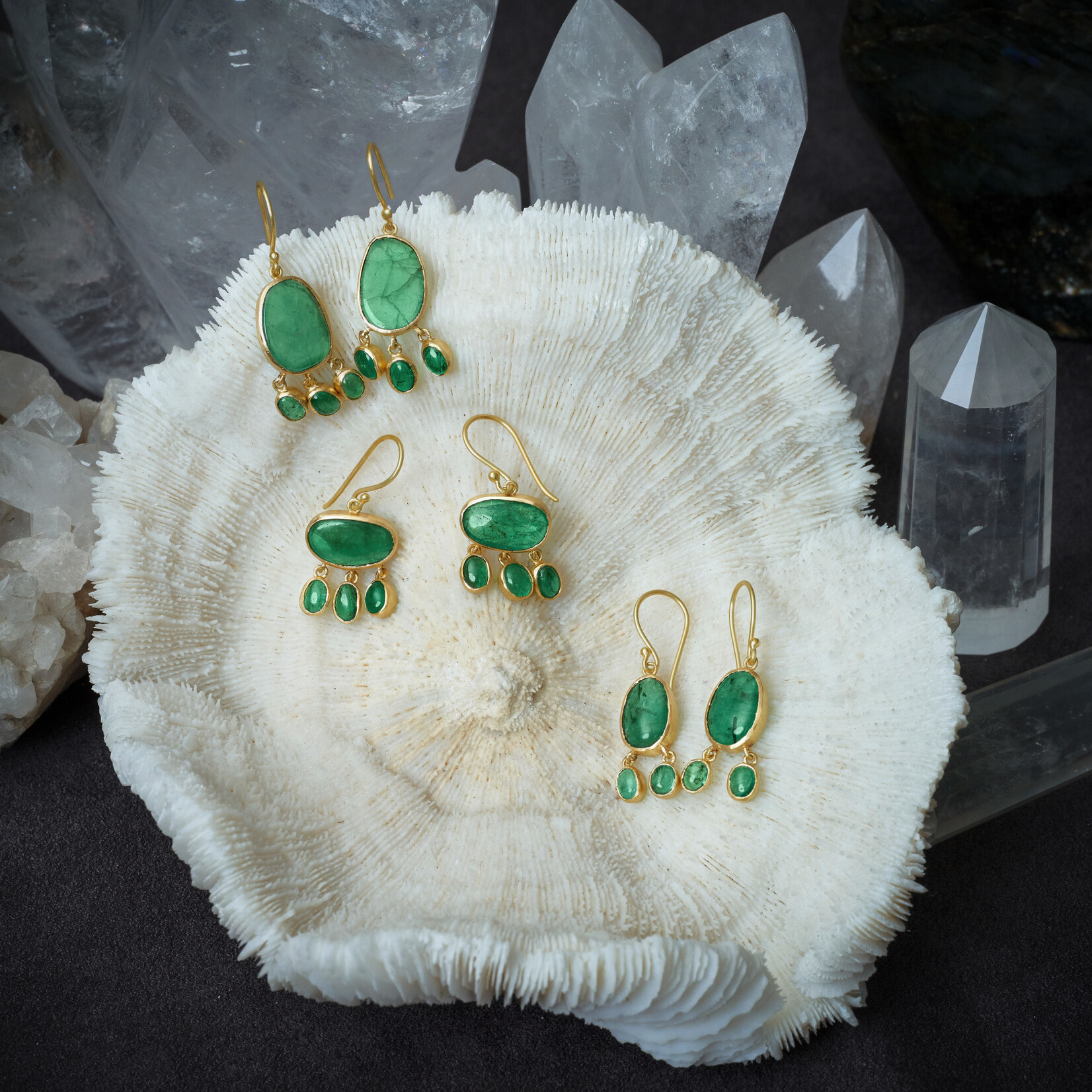 Sophie Theakston Emerald Cascade Earrings