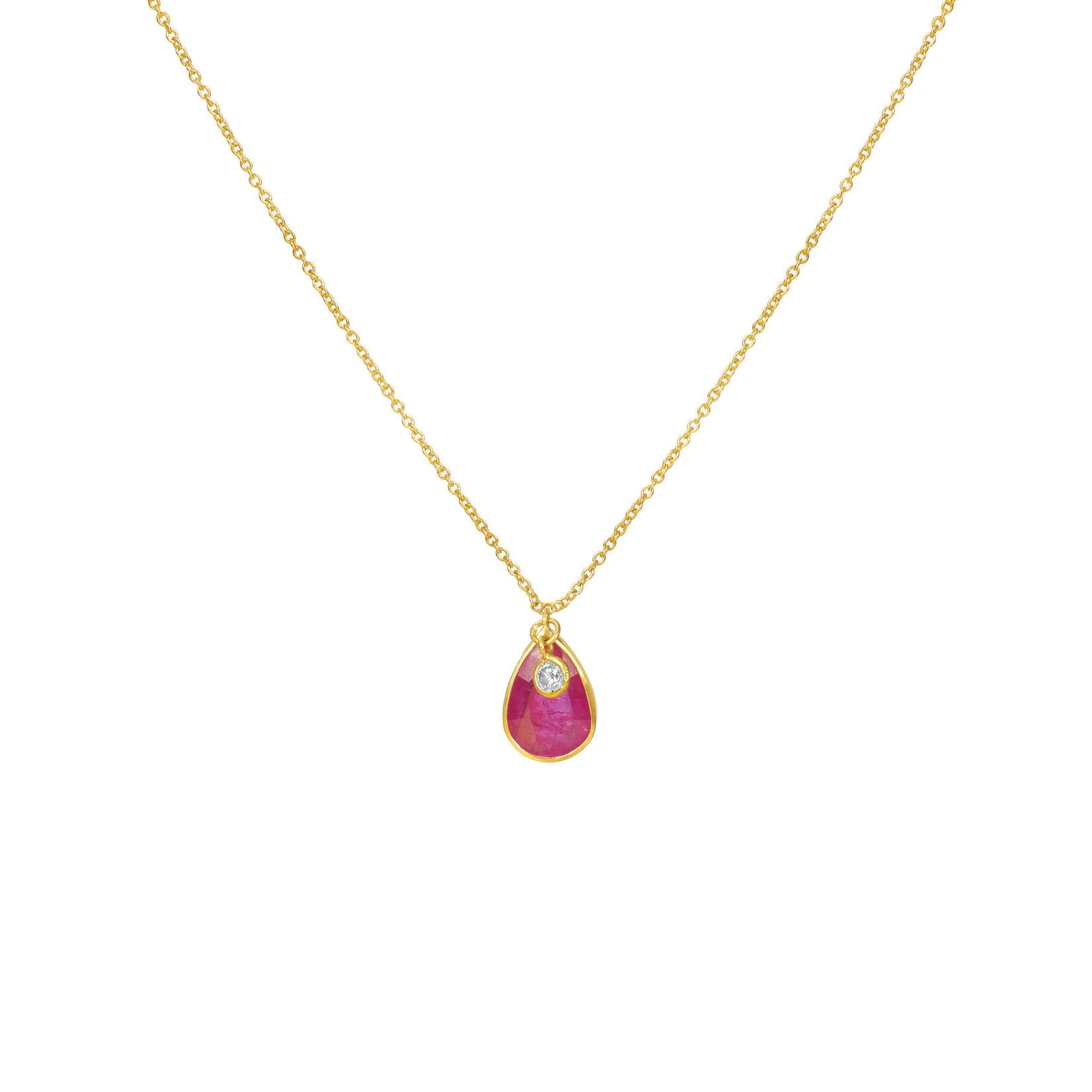 Sophie Theakston Ruby and Diamond Necklace (18kt gold on 20" chain)