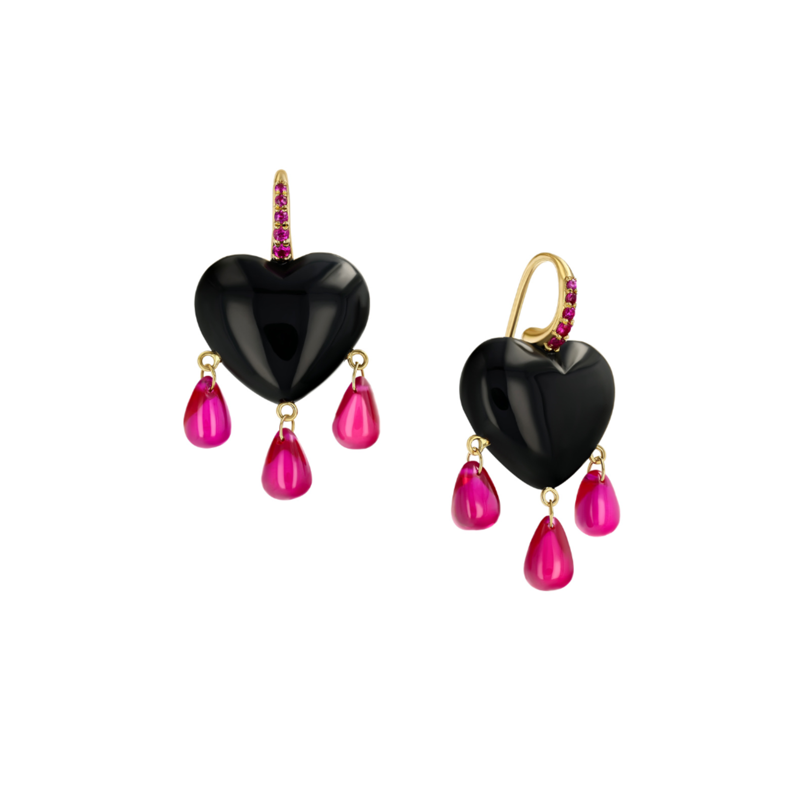 Rachel Quinn Midi Onyx Bleeding Heart Earrings