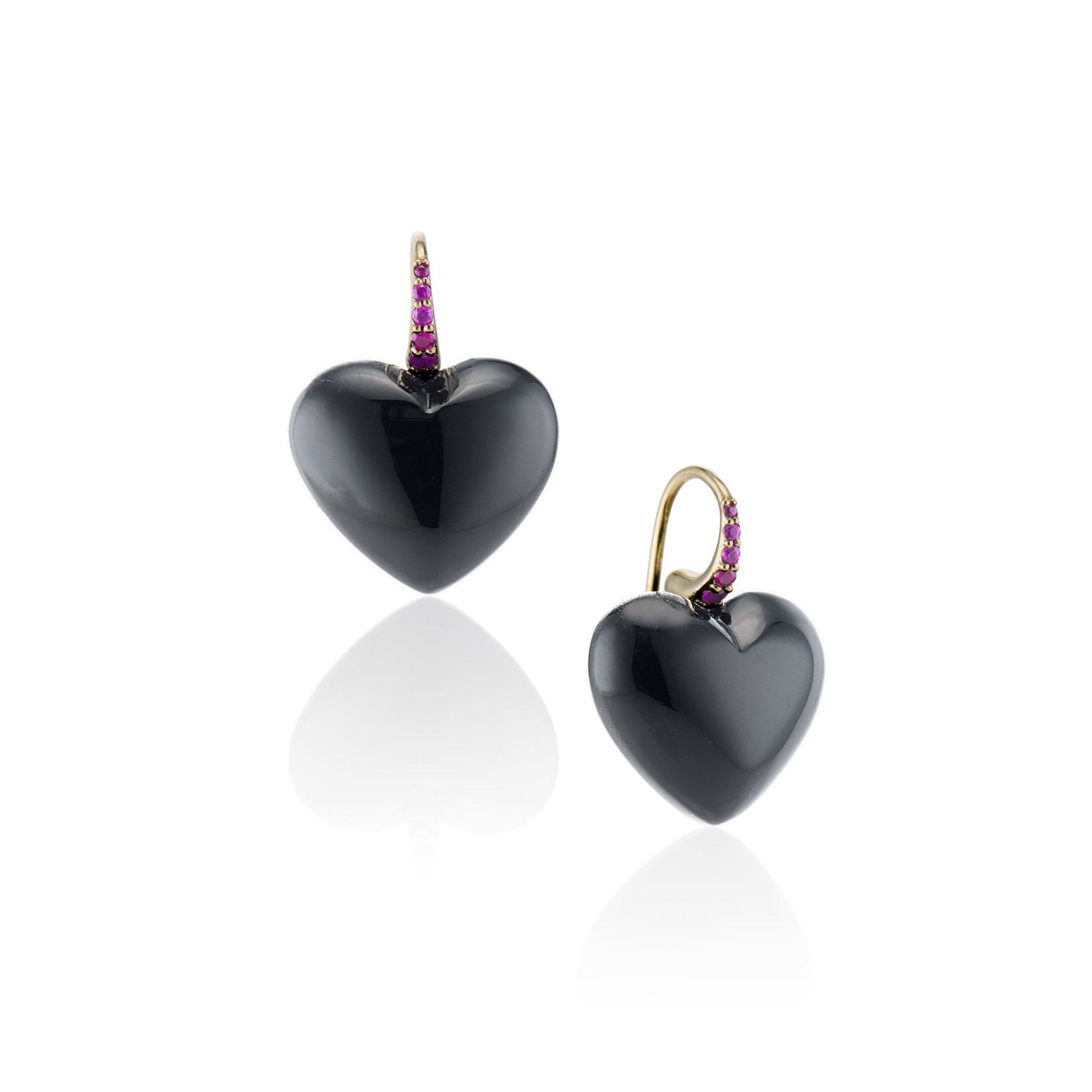 Rachel Quinn Midi Onyx Dollop Heart Earrings