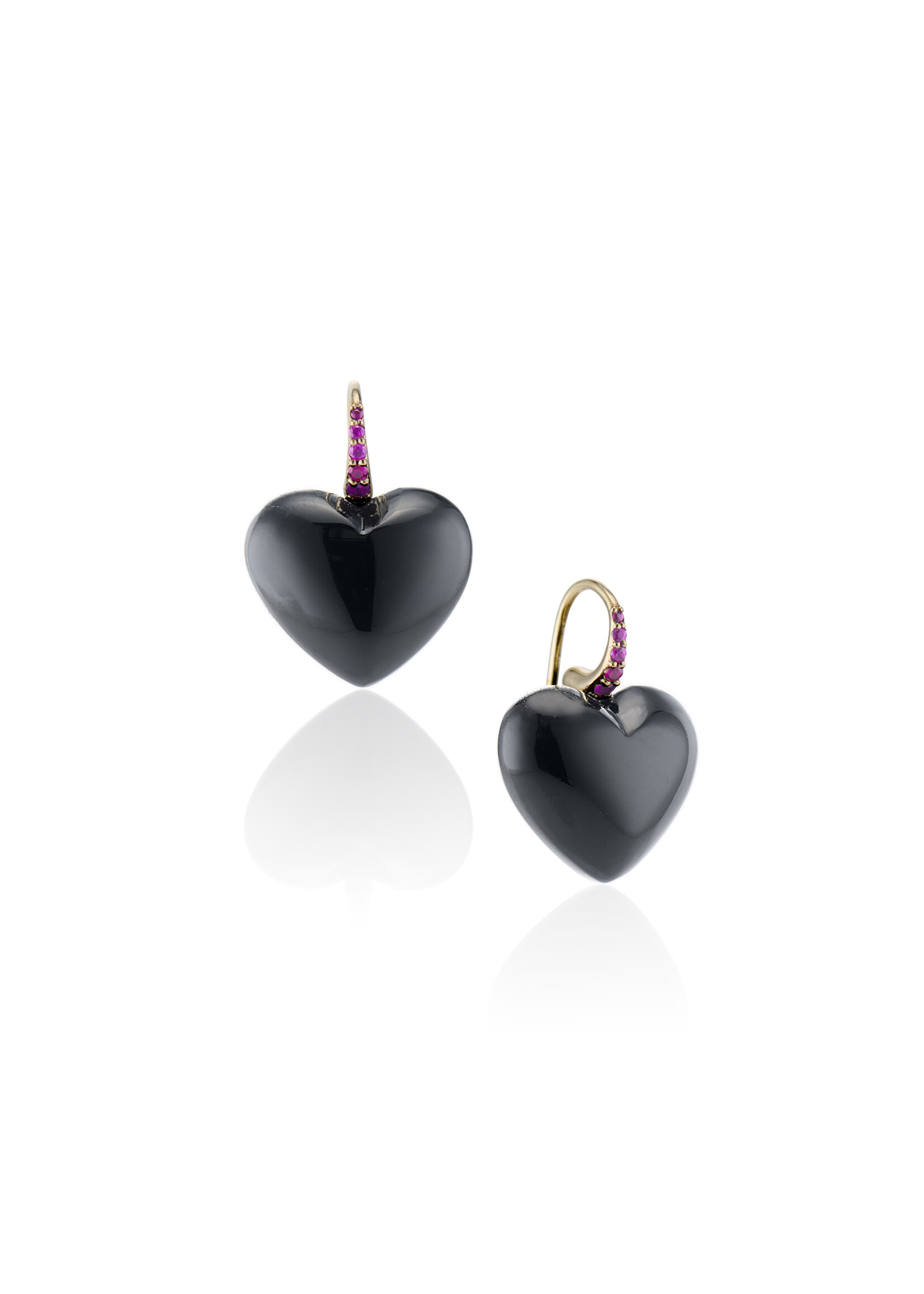 Rachel Quinn Midi Onyx Dollop Heart Earrings