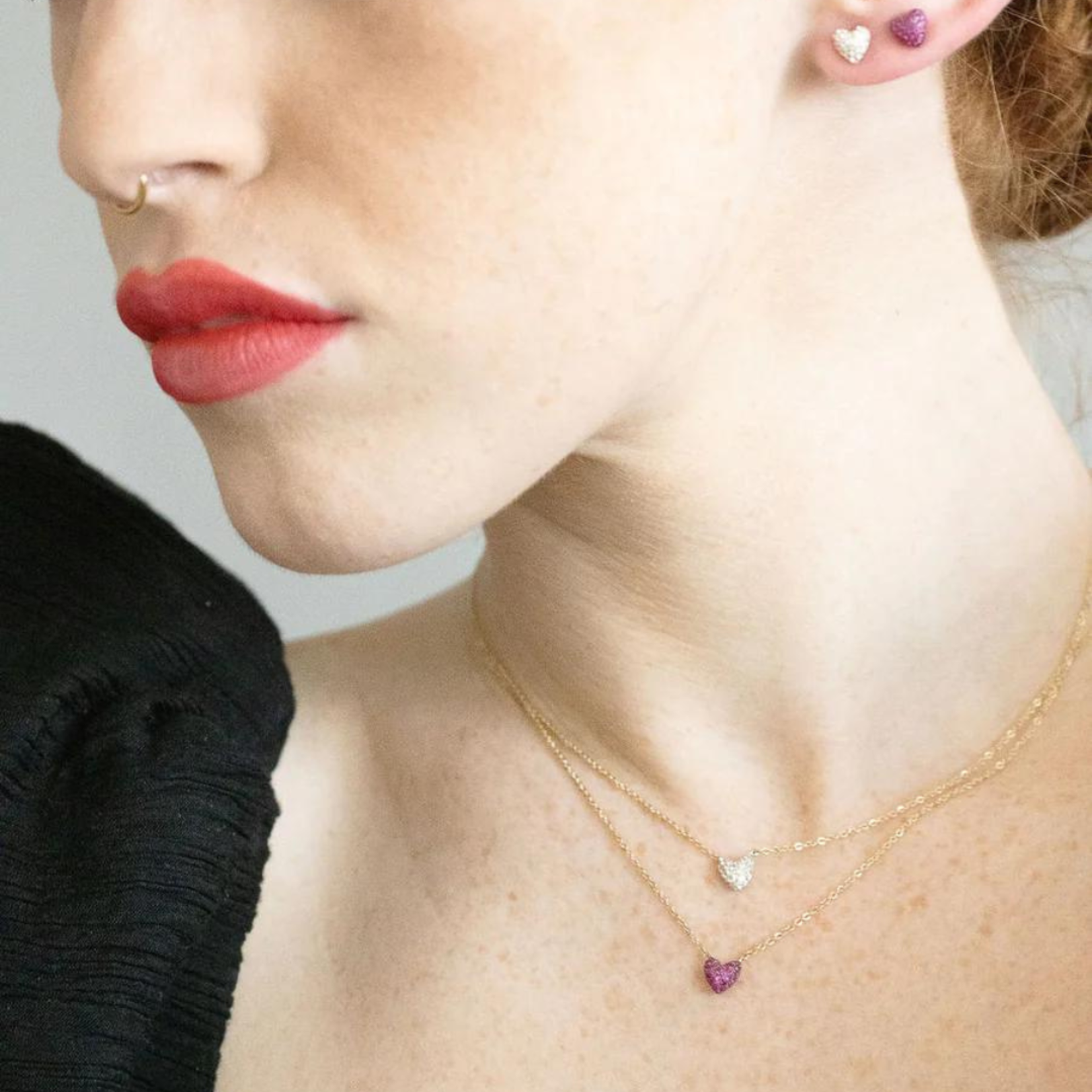 Rachel Quinn Sweet P Ruby & Black Rhodium Heart Necklace