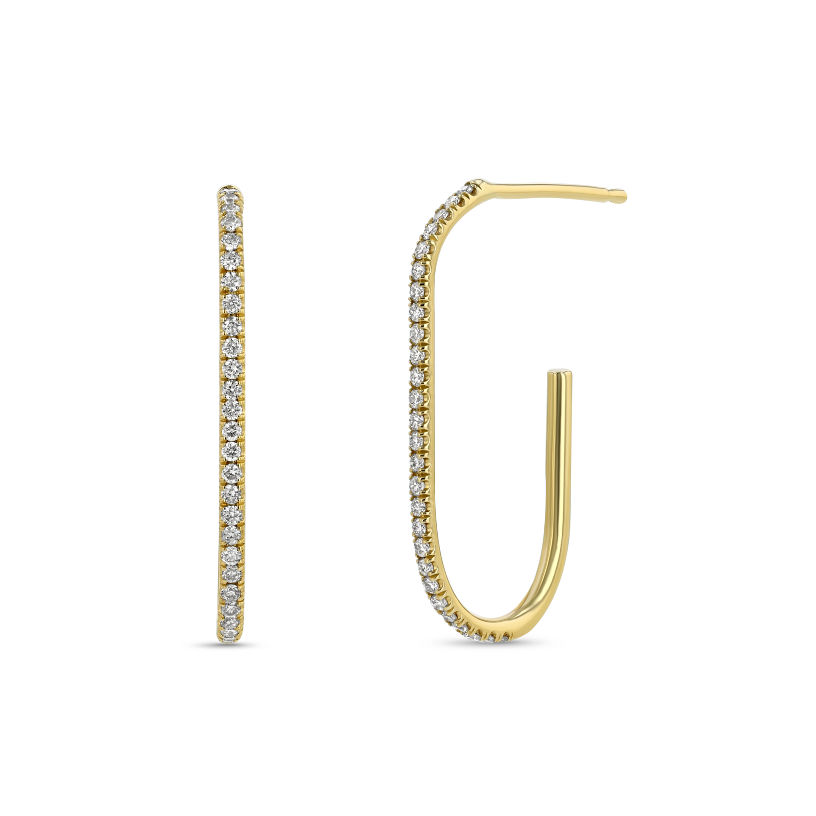 Carrie Hoffman Jewelry 14k Yellow Gold Pave Medium Link Studs (Pair)