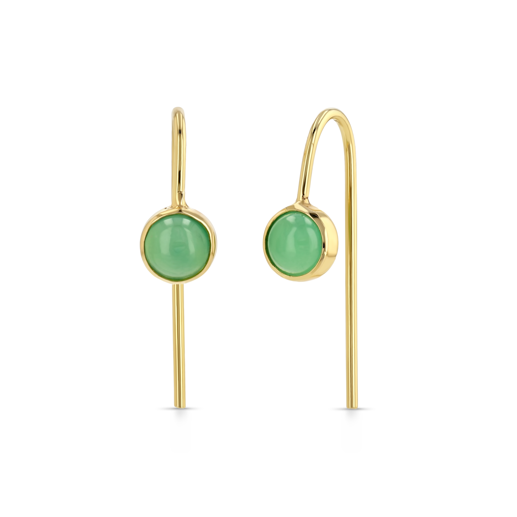 Carrie Hoffman 14k Yellow Gold 5mm Cab Slides - Chrysoprase -(Pair)