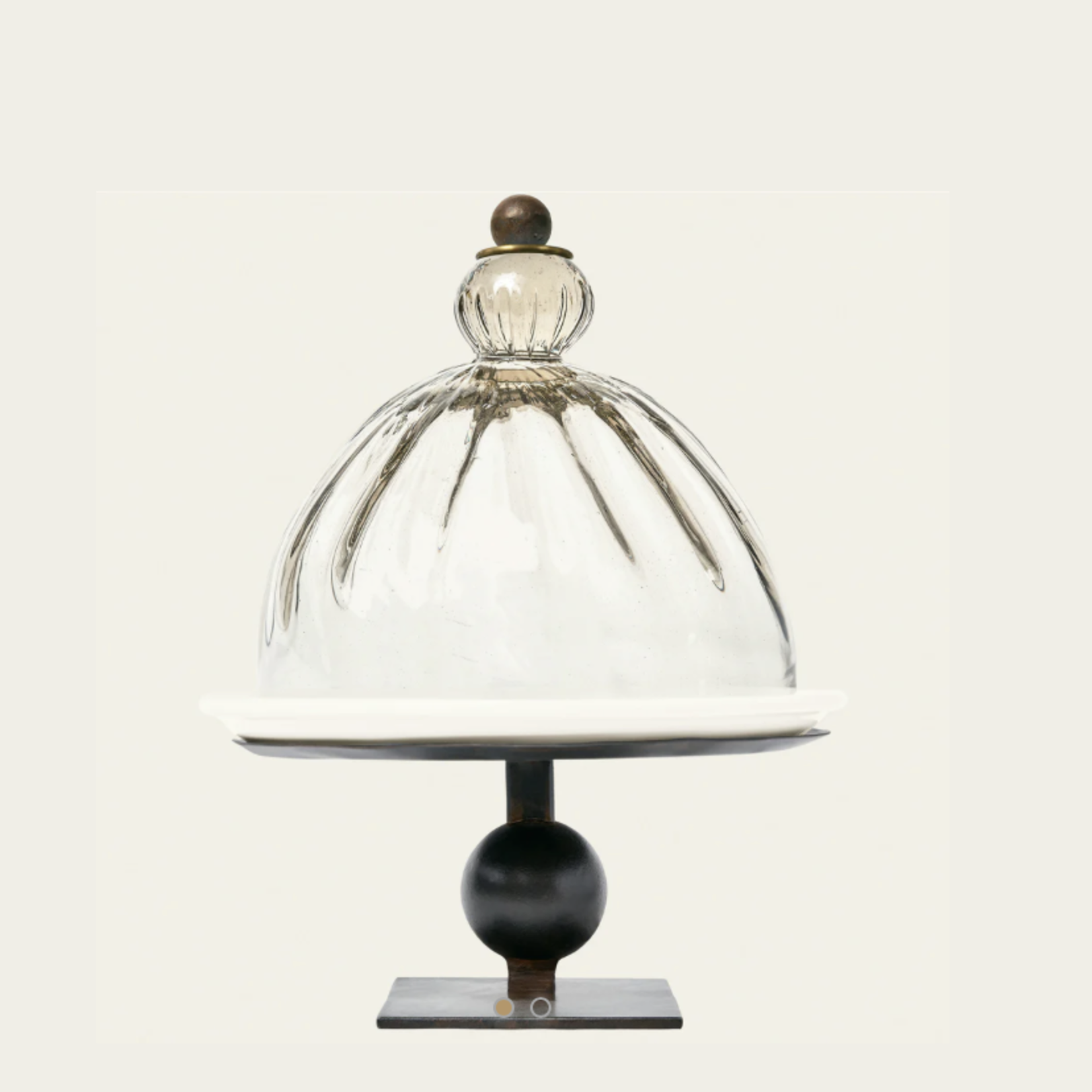 Jan Barboglio Acanalado Dome Grande with Redondo Platter on Raised  Iron Stand