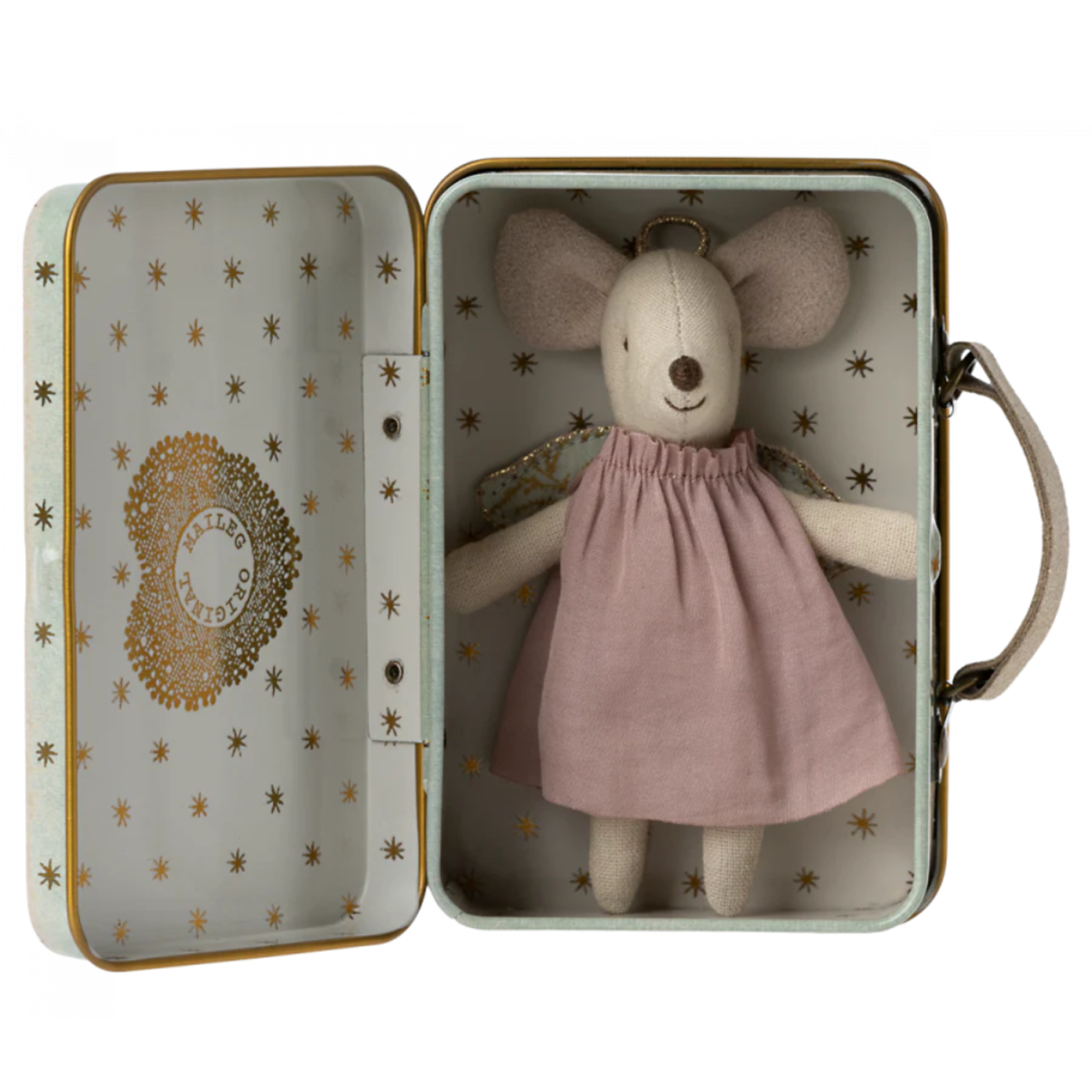 Maileg USA Angel Mouse in Suitcase