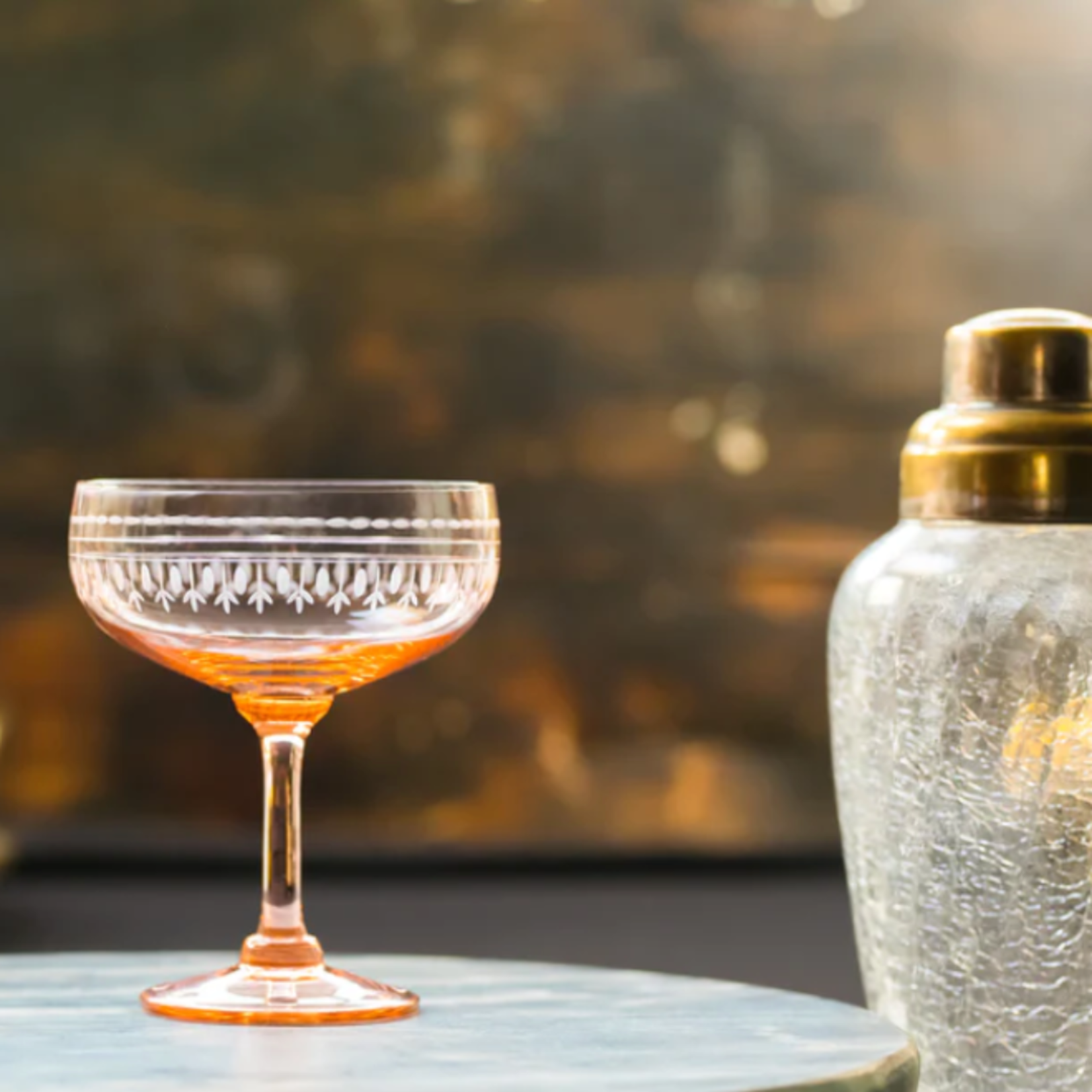 A Set Of Four Rose Crystal Cocktail Glasses With Lens Design, The Vintage  List