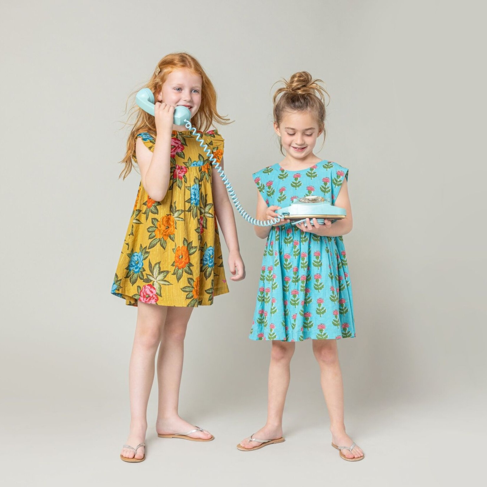 Pink Chicken Girls Blue Corn Flower Gracie Dress