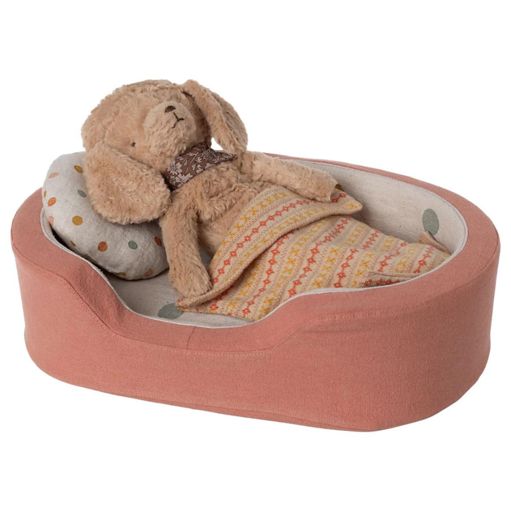 Maileg USA Dog Basket - Coral
