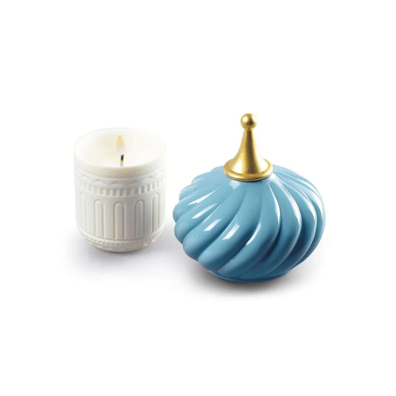 Lladro Turquoise Spire Candle 1001 Lights -Unbreakable Spirit Scent