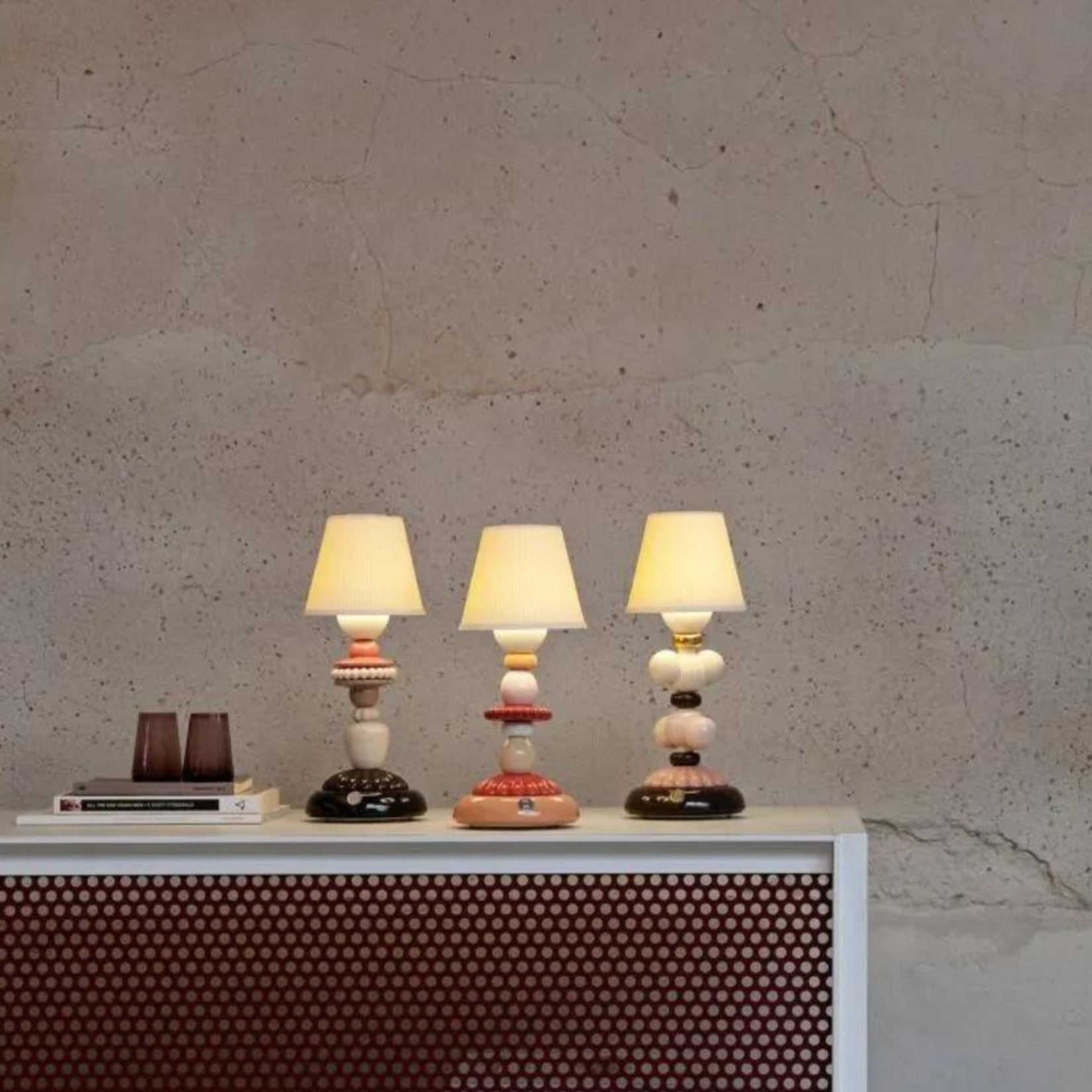 Lladro Cactus Firefly Golden Fall Table Lamp -Pink