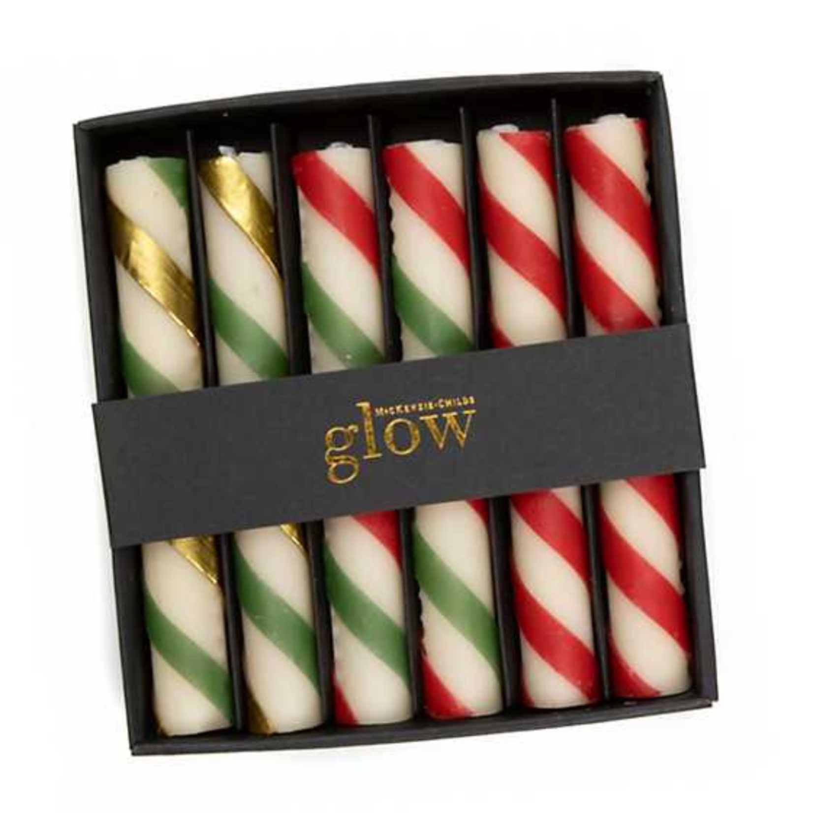 MacKenzie-Childs Mini Dinner Candles - Candy Cane- Set of 6