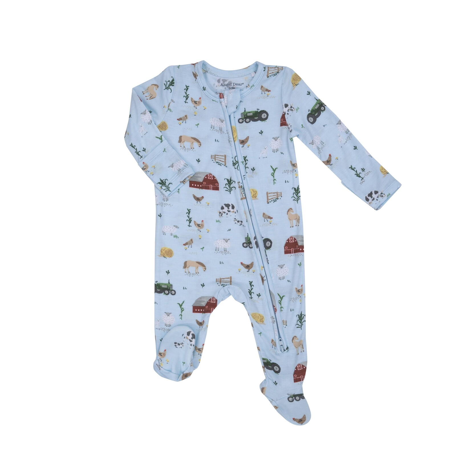 Angel Dear Big Red Barn Blue 2-Way Zipper Footie