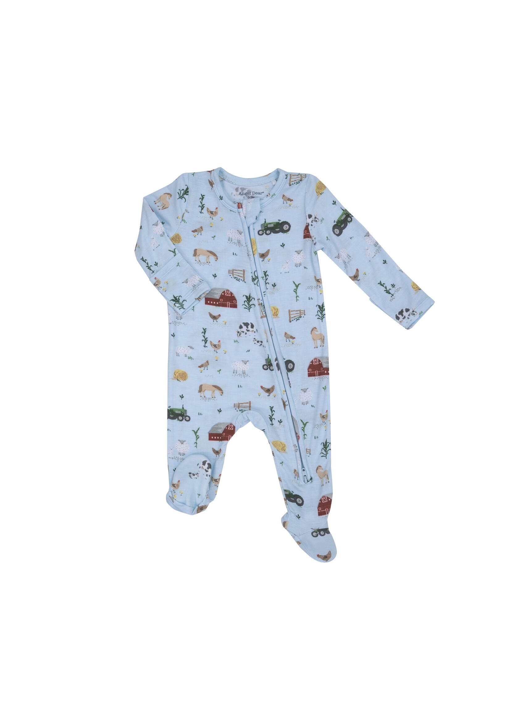 Angel Dear Big Red Barn Blue 2-Way Zipper Footie